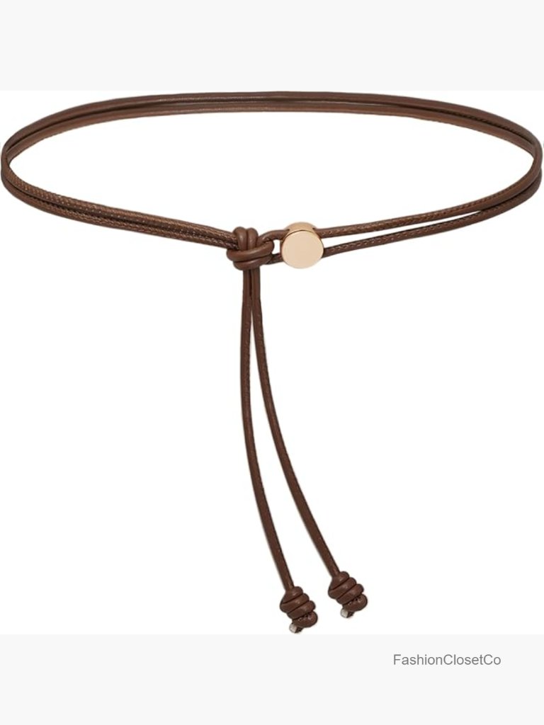 Faux Leather Knotted Skinny Belt For Dresses
